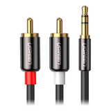 Cabo Reforçado Ugreen P2 3.5mm X 2x Rca 2m Blindado Ouro