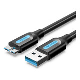 Cabo Usb 3.0 Para Micro B Hd Externo 3metros Vention Copbi Cor Preto