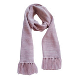 Cachecol Rosa Antigo De Lã Liso Com Franjas Unisex Em Tricô