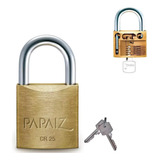 Cadeado De Latão Papaiz Linha Clássica Cr25 C/2 Chaves