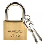 Cadeado Latão Maciço Com 2 Chaves Pado 40mm Cor Dourado