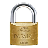 Cadeado Papaiz Crt 50 De 50mm Tetra Chave Com 2 Chaves Cor Dourado