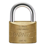 Cadeado Papaiz Grande Ctr70 70mm 2 Chaves Tetra Latão Maciço Cor Dourado