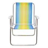 Cadeira Alta Mor Amarelo E Azul Alumínio Ref.2101 Cor Multimulticolorido