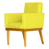 Cadeira Base De Madeira Reforçada Recepção - Amarelo 