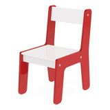 Cadeira Cadeirinha Infantil Vermelha Em Madeira Brinquedo