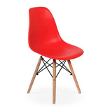 Cadeira Charles Eames Eiffel Dkr Wood - Base De Madeira Cor Vermelha