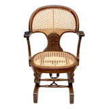 Cadeira De Balanço Leque Antiga Vintage Em Madeira Palhinha