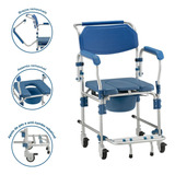 Cadeira De Banho Higienização Azul Dobrável De Alumínio D60 Dellamed