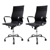 Cadeira De Escritório Cadeiras Inc Charles Eames Stripes Fia6129 Ergonômica Preta Com Estofado De Couro Sintético X 2 Unidades