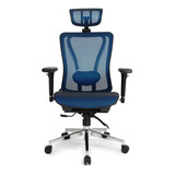 Cadeira De Escritório Dt3office Moira Ergonômica Azul Com Estofado De Mesh