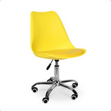 Cadeira De Escritório Leda Giratória Com Regulagem De Altura Cor Amarelo Material Do Estofamento Polipropileno/couro Sintético