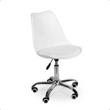 Cadeira De Escritório Leda Giratória Com Regulagem De Altura Cor Branco Material Do Estofamento Polipropileno/couro Sintético