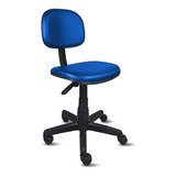 Cadeira De Escritório Loja Pegapega Secretária Em Base Giratória Azul Com Estofado De Couro Sintético