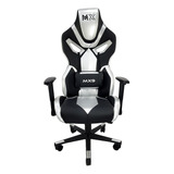 Cadeira De Escritório Mymax Mx9 Gamer Ergonômica Preta E Prata Com Estofado Em Tecido Sintético