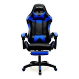 Cadeira De Escritório Pctop Pg Gamer Ergonômica Preto E Azul Com Estofado De Couro Sintético