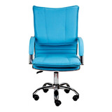 Cadeira De Escritório Show De Cadeiras Desenho Italiano Azul-tifanny Com Estofado De Couro Sintético