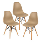 Cadeira De Jantar Decorshop Charles Eames Dkr Eiffel, Estrutura De Cor Nude, 3 Unidades