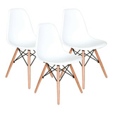 Cadeira De Jantar Henn Decorshop Charles Eames Dkr Eiffel, Estrutura De Cor Branco, 3 Unidades