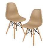 Cadeira De Jantar Henn Decorshop Charles Eames Dkr Eiffel, Estrutura De Cor Nude, 2 Unidades