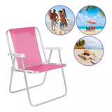 Cadeira De Praia Rosa Piscina Camping Alta Confortável Verão