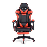 Cadeira Gamer Prizi Canvas - Preta Cor Preto/vermelho Material Do Estofamento Couro Sintético