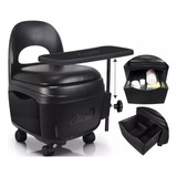 Cadeira Para Manicure Preta Cirandinha Pedicure Com Gavetas