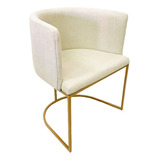Cadeira Poltrona Decorativa Luxo Zoe Tec Bouclé Base Dourado