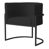 Cadeira Poltrona Decorativa Veludo Base Metal Cor Preto