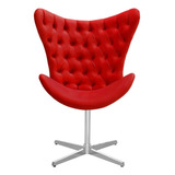 Cadeira Poltrona Egg Capitonê Decorativa Giratória Para Sa Cor Suede Vermelho