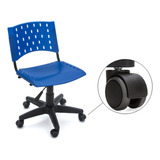 Cadeira Secretária Plástica Iso Giratória Para Piso Laminado Cor Azul