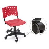 Cadeira Secretária Plástica Iso Giratória Para Piso Laminado Cor Vermelho