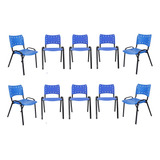 Cadeira Universitária Iso Comercial Kit Com 10 Base Preta