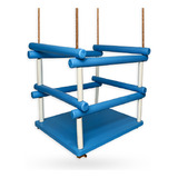 Cadeirinha Cadeira De Balanço De Madeira Com Corda Infantil Cor Azul