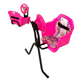 Cadeirinha Infantil Bike Ciclismo Seguro Toys Com Volante Cor Rosa