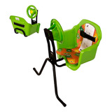 Cadeirinha Infantil Bike Ciclismo Seguro Toys Com Volante Cor Verde