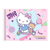 Caderno De Desenho Hello Kitty Cartografia 80f Capa Dura