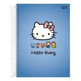 Caderno Espiral Hello Kitty Fundo Azul 1 Matéria 80 Folhas