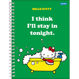 Caderno Espiral Hello Kitty Verde 1 Matéria 80 Folhas