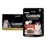 Caixa 20un Sachê Golden Gourmet Gatos Adultos Cast Carne 70g