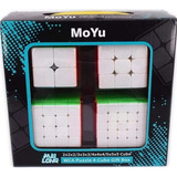 Caixa 4 Cubos Mágicos 2x2 + 3x3 + 4x4 + 5x5 Moyu Cor Da Estrutura Colorido