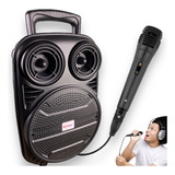 Caixa Alto Falante Bluetooth Portátil C/ Microfone Karaoke