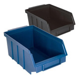 Caixa Bin Organizadora Plástica Nº4 Azul Caixa Com 96 Peças