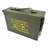 Caixa De Munição Militar Metal Verde Ammo Box Ntk 28x18x10cm