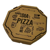 Caixa De Pizza Papelão Montável Oitavada 45cm Estampada C/25 Cor Marrom