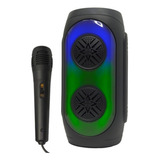 Caixa De Som Amplificada Karaoke Potente Led Bluetooth Preta