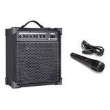 Caixa De Som Amplificada Multi Uso Lx60 + Microfone C/ Fio