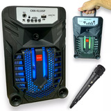Caixa De Som Bluetooth C/ Karaoke Radio Led Portatil Recarre