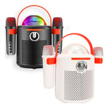 Caixa De Som Bluetooth Karaoke Megafone 2 Mic Leds Rgb 30w 