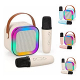 Caixa De Som Karaokê 2 Microfones Bluetooth Led Infantil Usb